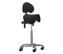 Score Amazone Tilt m/ryg, sort stof, 62-80 cm, alu fod, Hjul til hårde gulve - Købt som beset – outletvare m. begrænset reklamationsret