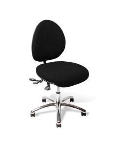 VELA Latin 200 kontorstol, Højrevendt håndtag, sort phoenix, medium: 44-64 cm, poleret fod, hjul til hårde gulve